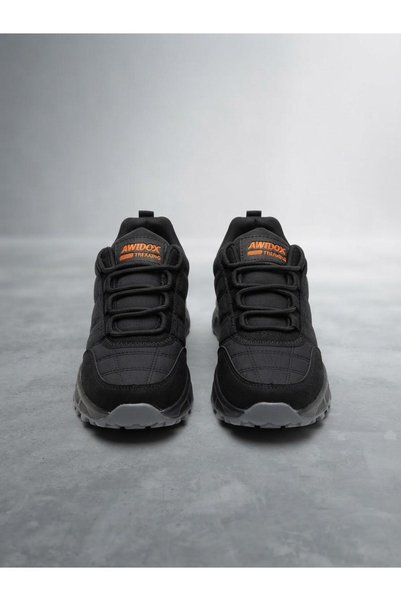 UZN AYAKKABI Men's Flat Black Winter Outdoor Trekking Sports Shoes Non-Slip Thick Sole Hiking Shoes