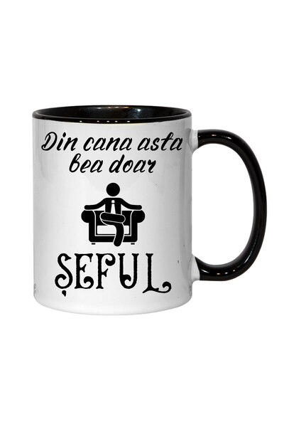 INOVATIX Personalized mug - Only the Boss drinks from this mug! black, 330 ml