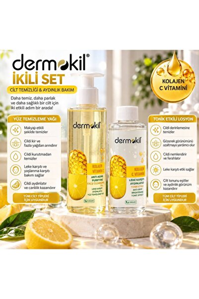 Dermokil Kolajen & C Vitamini Yüz Temizleme Yağı + Leke Karşıtı Aydınlatıcı T...