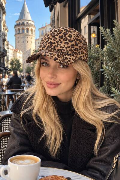 FELLMENS Camel Leopard Patterned Women's Hat