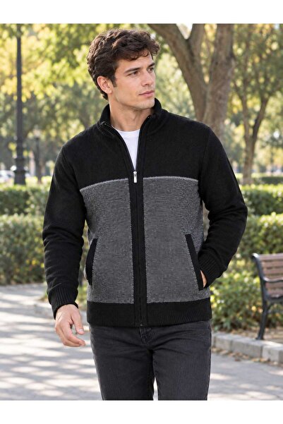 KMKkombin Men's Standard Fit Zip-Up Sports Cut Casual Cardigan