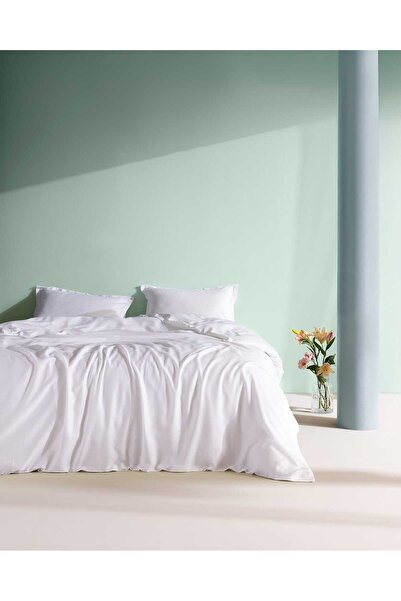 Madame Coco Adenya Sepeti Crep Double 100% Cotton Flat Duvet Cover Set - White