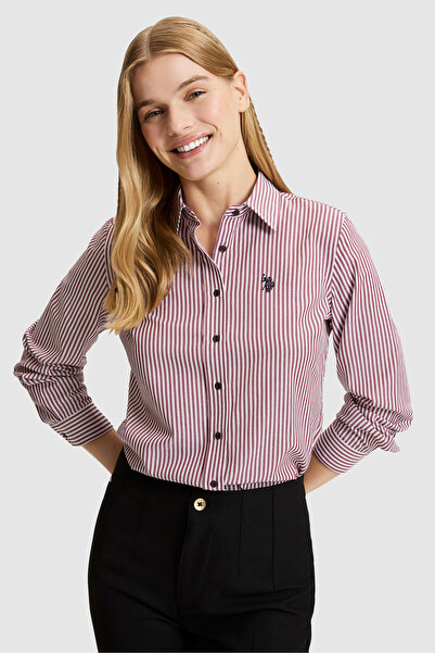 U.S. Polo Assn. Kadın Bordo Uzun Kollu Gömlek 50332398-VR180