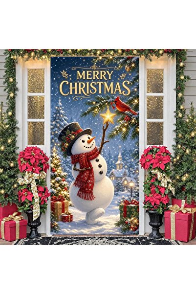 PROMISEBACKDROP2 زينة باب مطاطية بتصميم عيد ميلاد سعيد، زينة باب من القماش، ز...