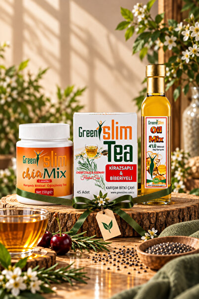 3'lü Bitkisel Set – Oil Mix 250 ml + Kiraz Saplı & Biberiyeli Çay 45 Adet + Chia Mix 150 g