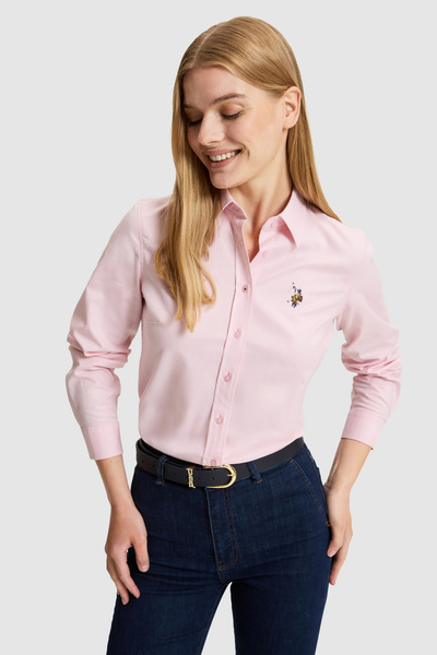 U.S. Polo Assn. Kadın Açık Pembe Uzun Kollu Basic Gömlek 50329503-VR078
