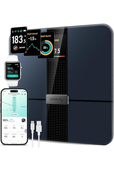 ETEKCITY ميزان حمام رقمي من اتكسيتي بشاشة LCD باضاءة خلفية زرقاء وقياسات عالي...