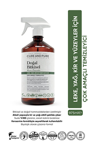 Cure and Pure Doğal Bitkisel Çok Amaçlı Temizleyici 975 ml (Konsantre Leke ve...