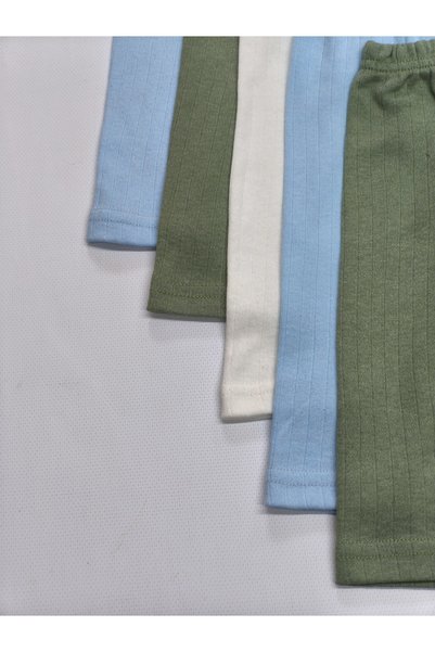 vieso 5-Piece Men's Tights Set Seasonal Baby Tights Blue-Khaki-Ecru