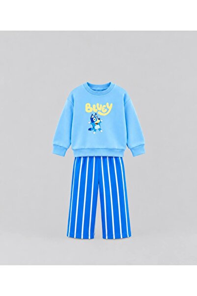 ARBİ kids Boy's Bluey Blue Sweatshirt with 100% Cotton Striped Pants, 2-8 Yea...