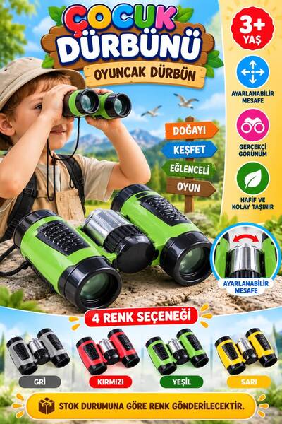BYCEGU 3+ Yaş Ayarlanabilir Çocuk Oyuncak Dürbünü – 4 Renk Seçenekli Keşif Dü...