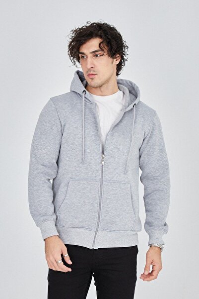luci sports Unisex Plain Hooded Zippered Kangaroo Pocket 3 Thread Fabric Full...