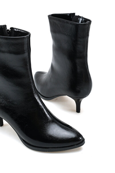 Bak Store Black Patent Leather Women's Boots Short Kitten Thin Heeled Pointed...