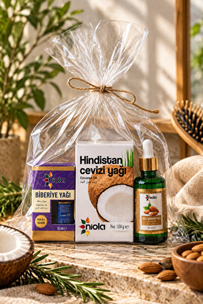 Saç Bakım Yağ Seti – Biberiye Yağı 10 ml + Hindistan Cevizi Yağı 150 g + Tatlı Badem Yağı 50 ml Ürün Açıklaması