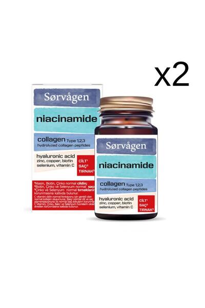 Sorvagen Niacinamide Collagen Hyaluronic Acid 60 Tablet x2 Adet