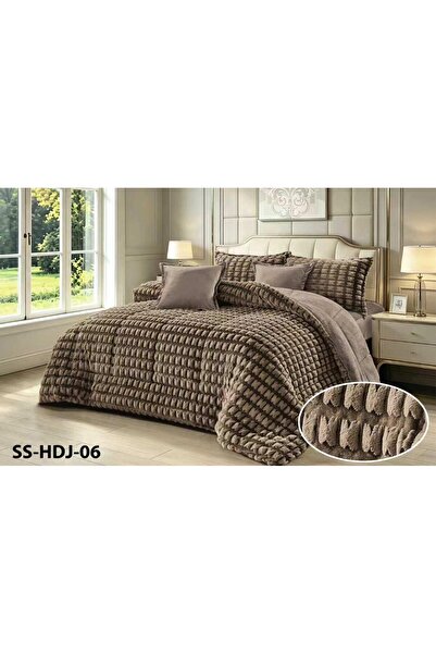Moon Elegant Carved Velvet Fur Winter Bedspread and Sheet Set with Size 220*170