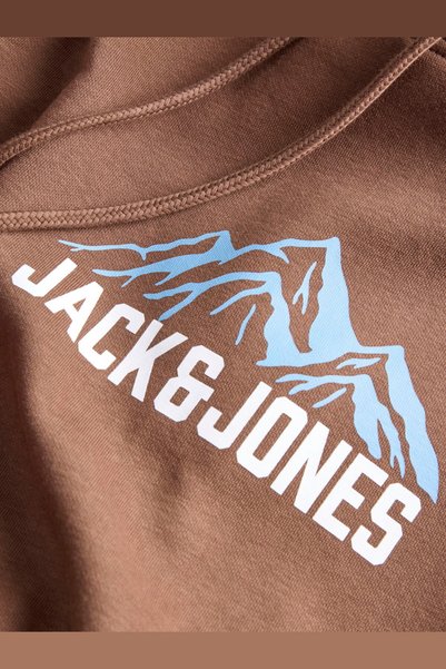 Jack & Jones Erkek Gögüs Baskili Regular Fit Kapüsonlu Sweatshirt - Roche
