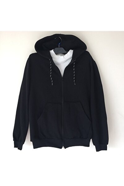luci sports Unisex Φούτερ με φερμουάρ μαύρη κουκούλα Ζακέτα