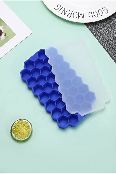 İndecor Houseware Petek Şekilli Silikon Buzluk 37li Kapaklı Kokteyl Meyve Dondurma Sunum Şekilli Buz Kalıbı Ice Cube