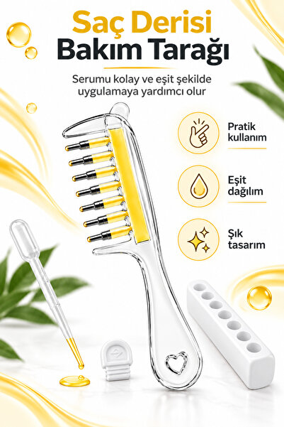 Saç Derisi Serum ve Tonik Uygulama Tarağı – Hazneli Masaj ve Bakım Aparatı