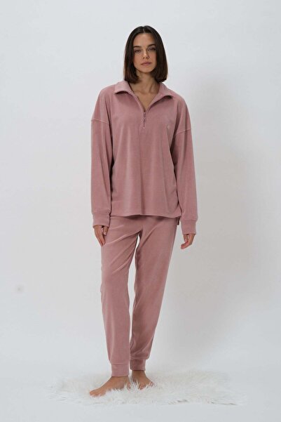 Bonitas Beachwear Set trening din fleece cu guler înalt Dusty Rose ZK26-126275