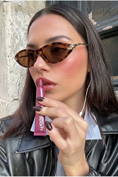 Chunky Frame Bottevia Ultra Hafif Uv400 Filtreli Kadın Cat Eye Gold Leopar Çerçeveli Kahverengi Güneş Gözlüğü