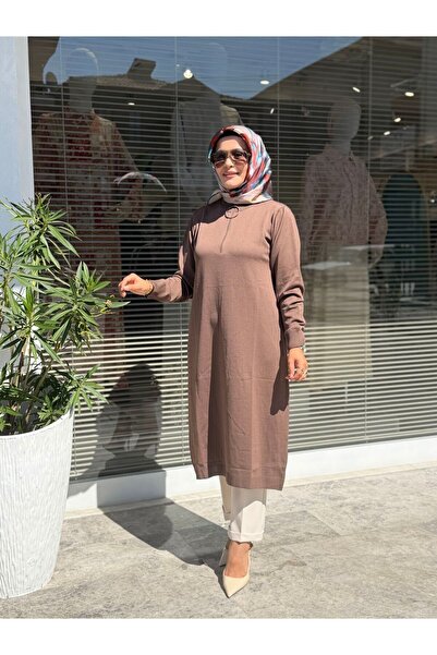 Armine TREND YAKASI FERMUARLI MERSERİZE TUNİK MOCHA