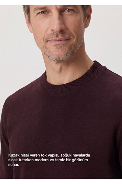 simpleQloth Stockholm |   Crew Neck Sweatshirt-Burgundy-Navy Blue Melange