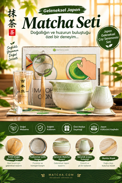 nextbuy 7 Parça Matcha Çay Yapma Seti Japon Tarzı Seramik Kase Whisk Tutucu Standı Bambu Kaşık Çırpıcı Seti