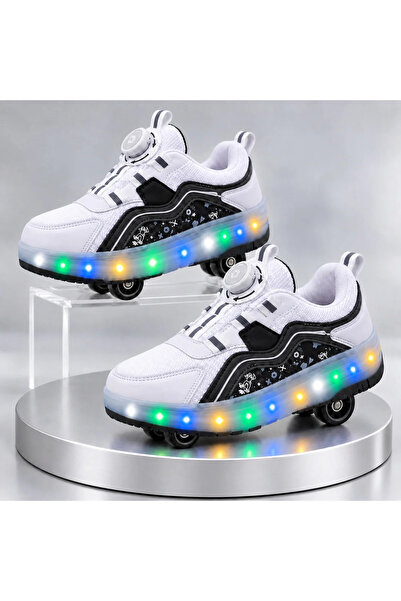 helinaria Işıklı Patenli Çocuk Ayakkabısı 4 Tekerlekli LED Sneaker Kız Erkek ...