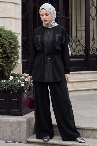 InStyle Garnili Black Suit with Pocket Detail