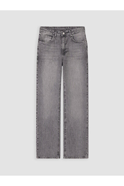 LC Waikiki Alita City Xside Gray Denim Straight & High Waist Straight Leg Wom...