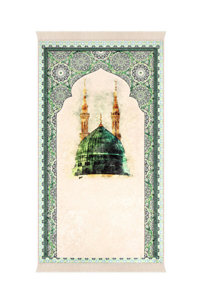 Bursa İpek Green Sponge Velvet Prayer Rug