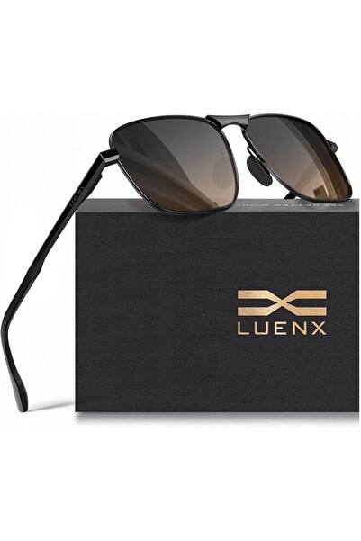 GENERAL نظارات شمسية مستطيلة الشكل من LUENX للرجال، نظارات طيار مستقطبة بتصمي...