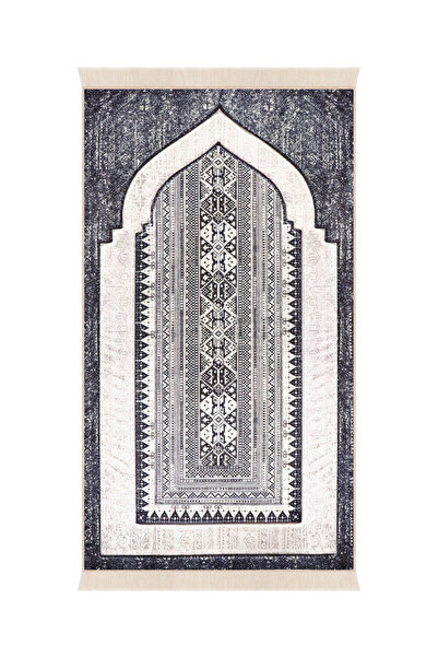 Bursa İpek Navy Blue Sponge Velvet Prayer Rug