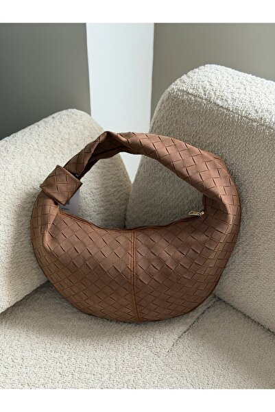 STİL SİDELYA Suede Textured Knot Detailed Hand and Shoulder Bag
