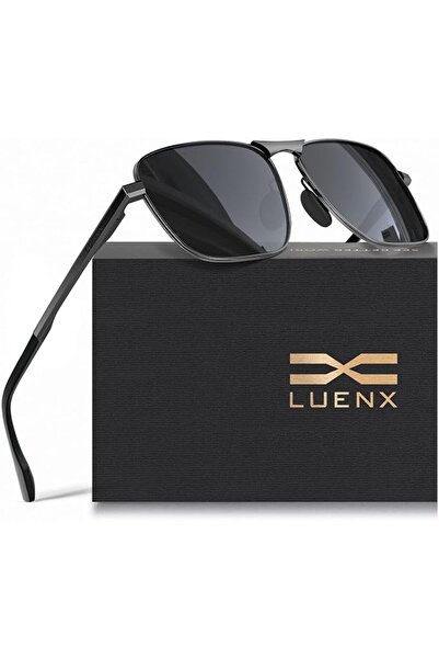 GENERAL نظارات شمسية مستطيلة الشكل من LUENX للرجال، نظارات طيار مستقطبة بتصمي...