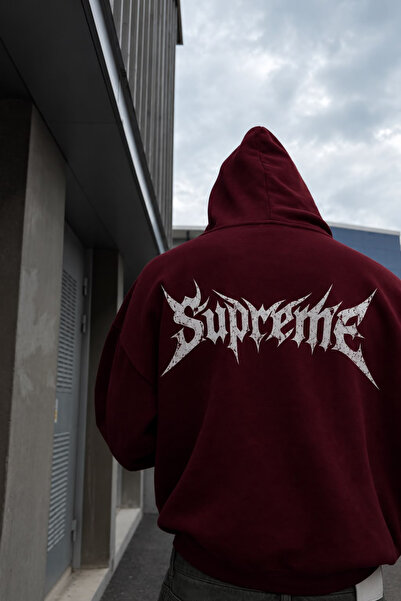 HAI COLLECTİON Erkek 3 İplik Tipografik Sırt Baskılı Oversize Hoodie – Kapüşo...