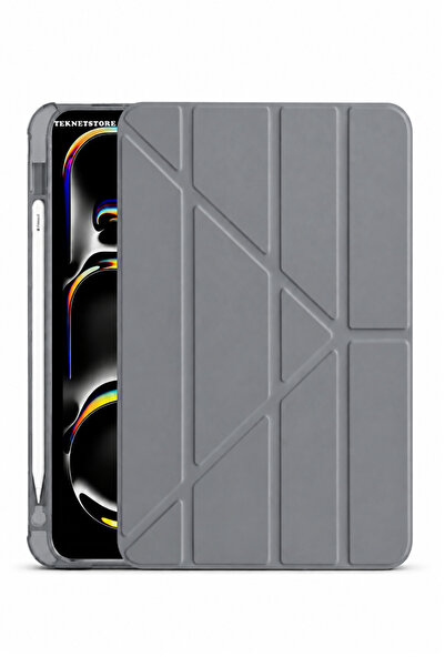 TEKNETSTORE İpad Pro 13 Inç M4 / M5 2024 /2025 Kılıf Kalem Bölmeli Stadlı Uyk...