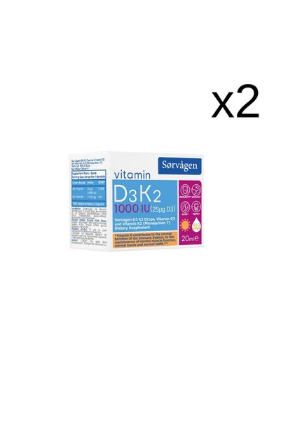 Sorvagen Vitamin D3K2 Damla 20ml x2 Adet
