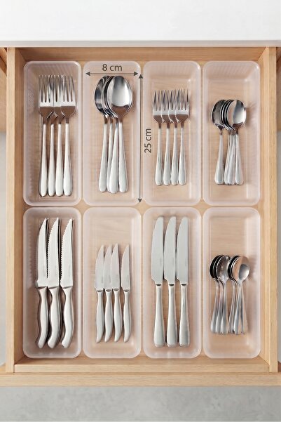 İndecor Houseware 8'li Modüler Kaşıklık Seti - Mutfak Çekmece Düzenleyici - T...