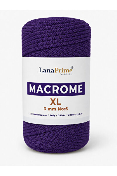 Lanaprime خيط مكرامية XL سميك للحياكة (3 مم) 250 جرام خيط حقيبة 230 متر. بولي...