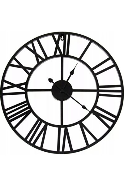 Retoo Ceas de perete, Stil vintage, Metal, 3D, 50 cm, Negru