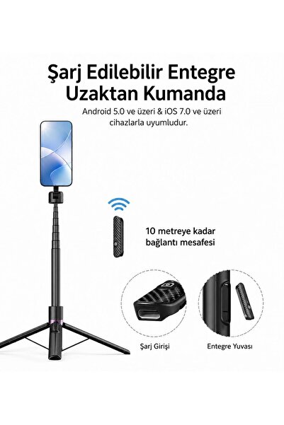 Manyetik Selfie Çubuğu & Tripod