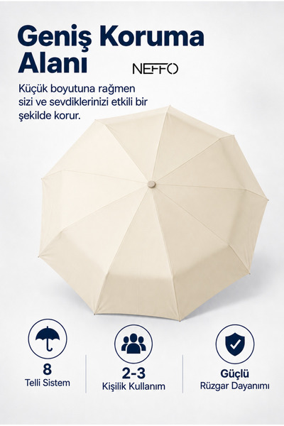 NEFFO Çantalı Kapsül Şemsiye Katlanabilir Taşınabilir Mini Cep Şemsiyesi Rüzgar ve Yağmur Koruması