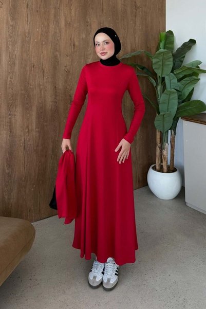 Şule Giyim Meylin Shawl Detail Dress Red