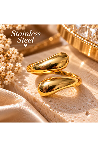 stainless steell Gold Color Spiral Model Adjustable Steel Ring