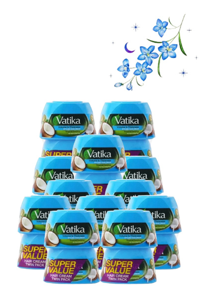 Vatika 12 قطعة كريم تصفيف الشعر للحجم والكثافة بجوز الهند الاستوائي 140 مل عب...