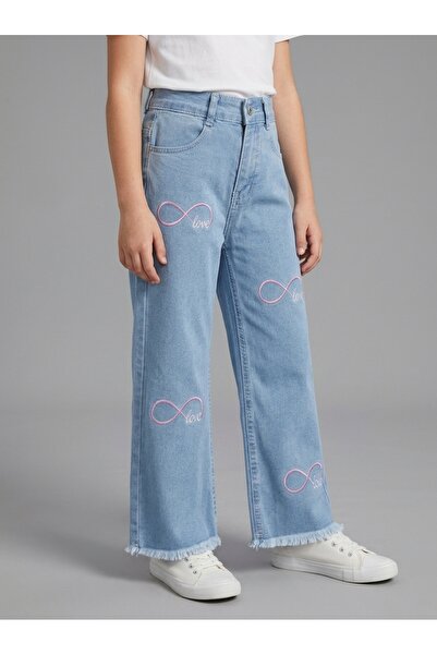 NAWİ Pantaloni din denim brodați Love pentru fete