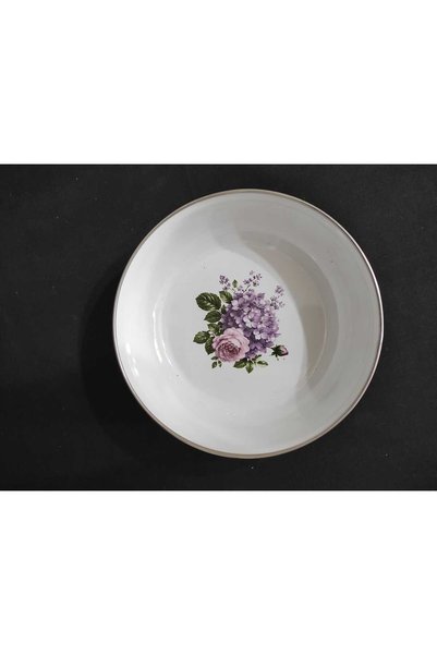 Zarif İnci Enamel Custard Plate Patterned 20 cm Dinner Breakfast Plate Salad Food Plate Bowl Set of 6